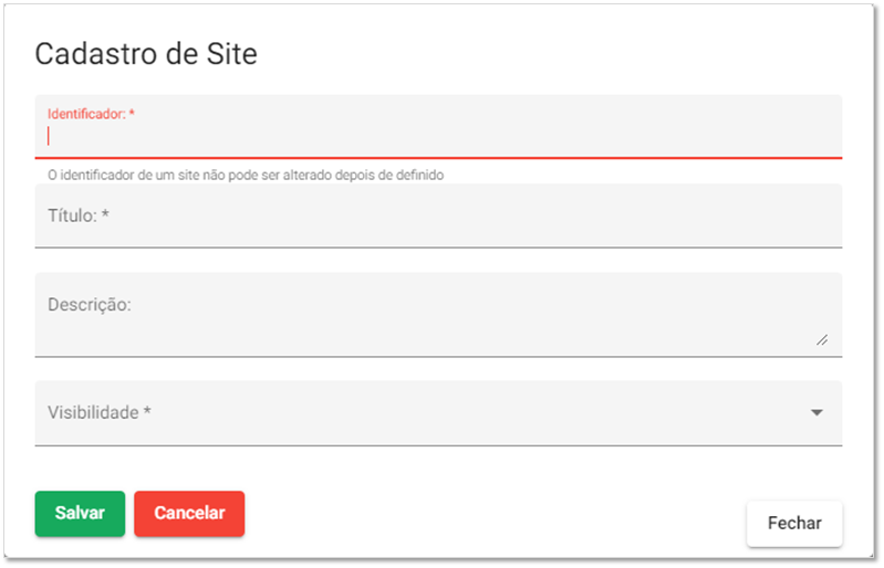 Cadastro de site